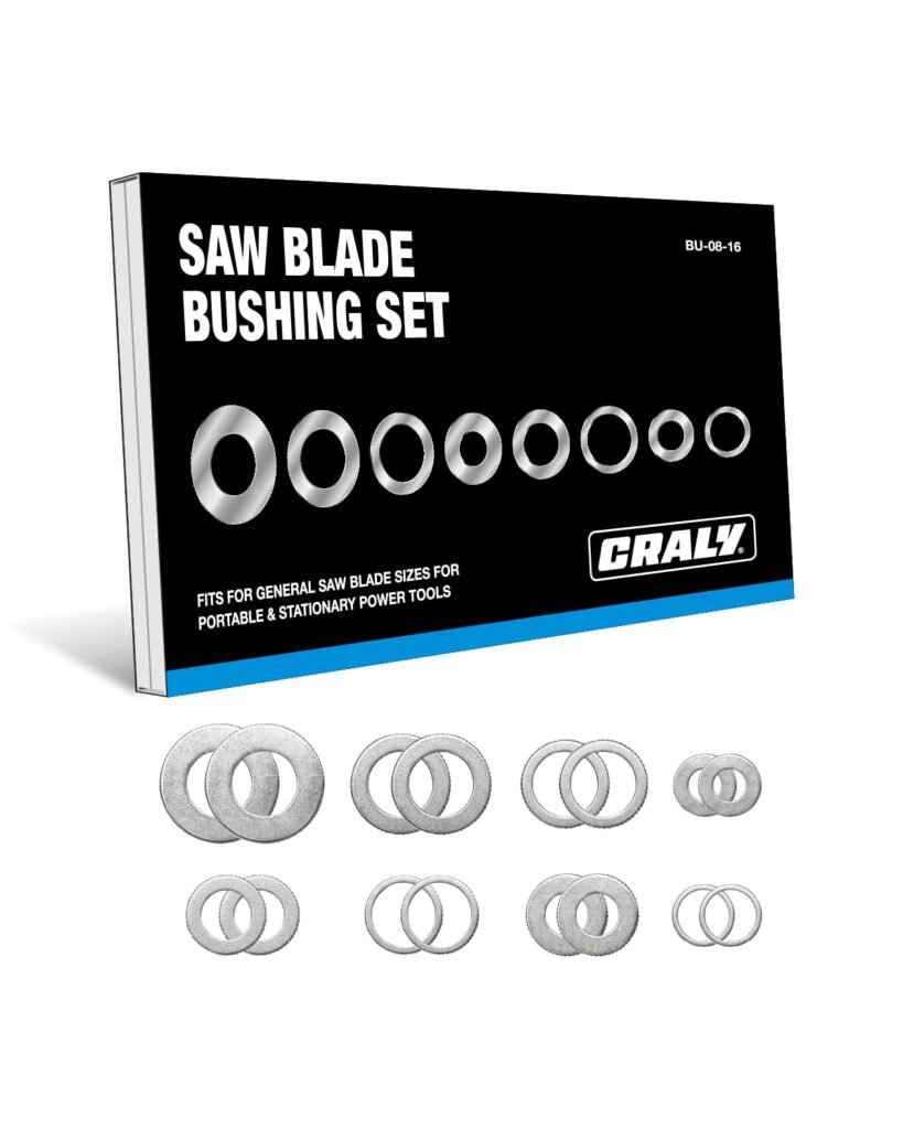 CRALY Saw Blade Bushing Set, Arbor Adapter Kit, Reduction Ring Combo, 30mm-5/8, 20mm-5/8, 7/8-5/8, 20mm-1/2, 1-5/8, 20mm-10mm, 5/8-3/8, 5/8-1/2, 16-Pack(BU-08-16)