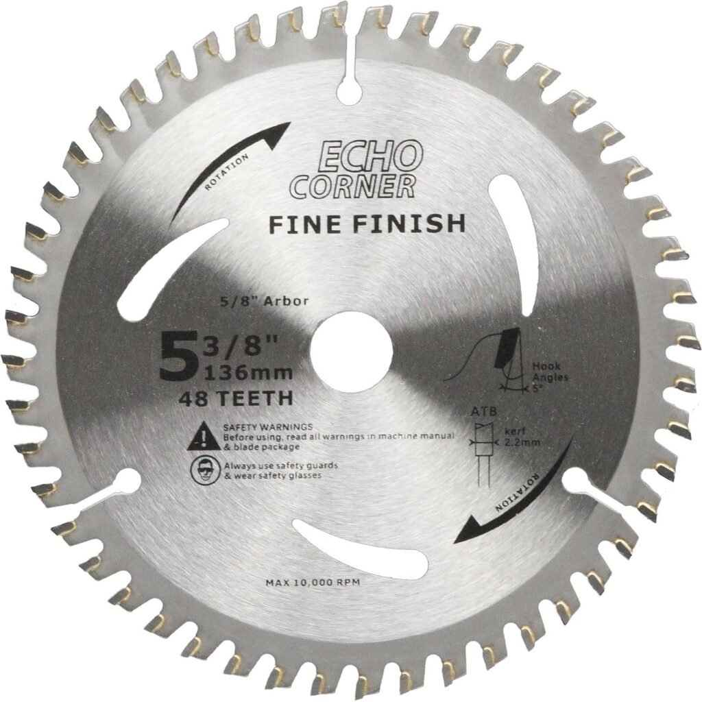 Echo Corner 5-1/2 Circular Saw Blades, Wood Cutting Fine Finish Crosscut Framing Trimming, Combo Pack 24T+48T, 10mm Arbor