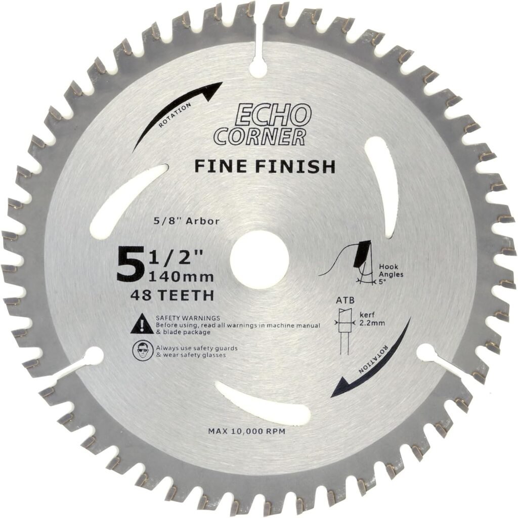 Echo Corner 5-1/2 Circular Saw Blades, Wood Cutting Fine Finish Crosscut Framing Trimming, Combo Pack 24T+48T, 10mm Arbor