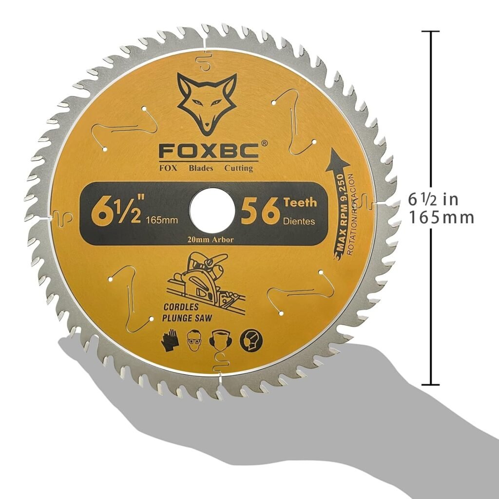 FOXBC 6-1/2 56T Carbide-Tipped Track Saw Blade for Makita B-07353 Plunge Circular Saw, Wen CT1065, Replacement for Makita B-57342, Wen BL655 Saw Blade