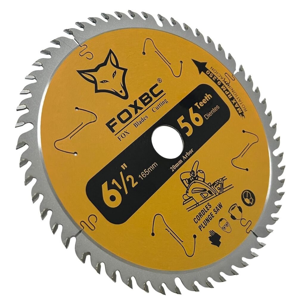 FOXBC 6-1/2 56T Carbide-Tipped Track Saw Blade for Makita B-07353 Plunge Circular Saw, Wen CT1065, Replacement for Makita B-57342, Wen BL655 Saw Blade