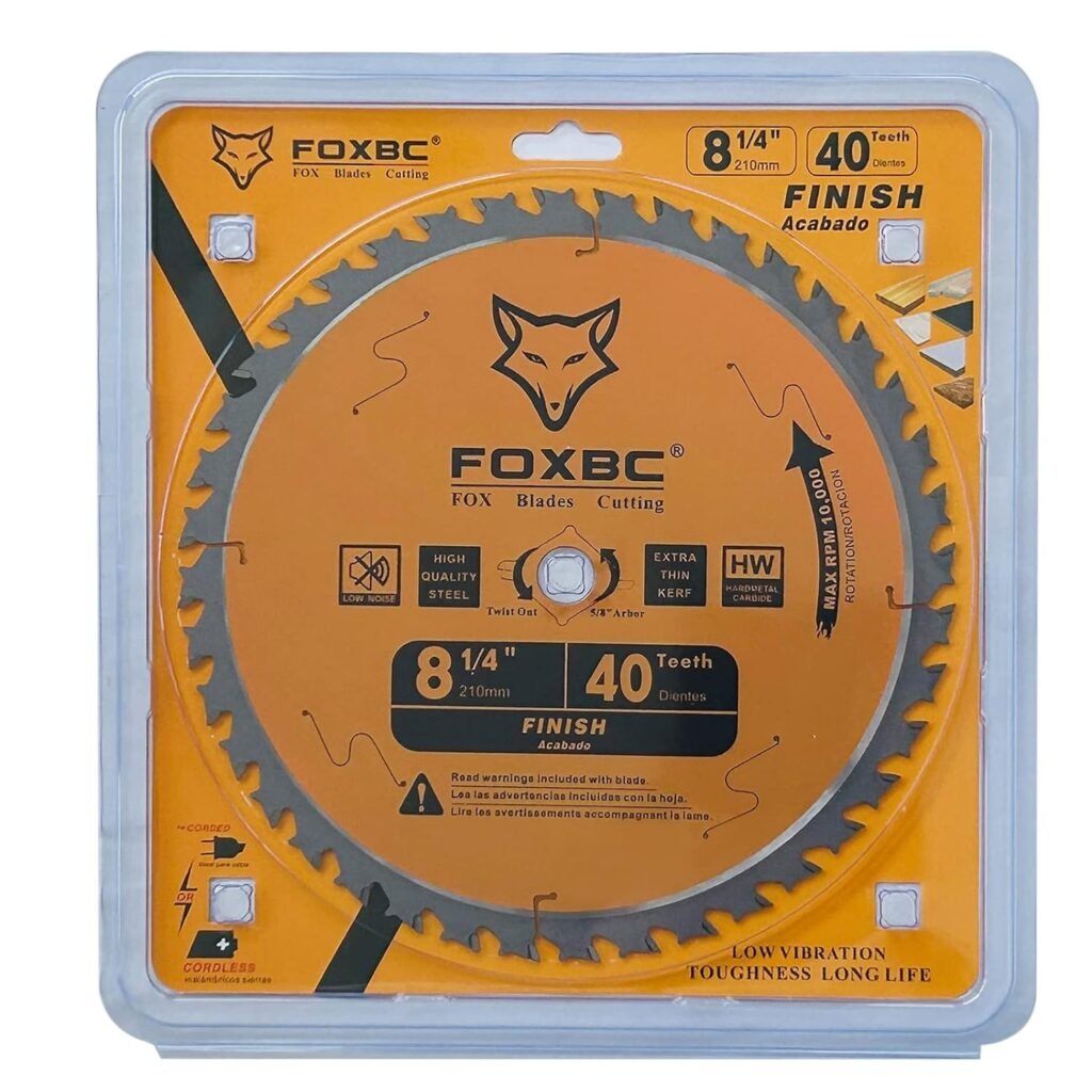 FOXBC 8-1/4 Inch Table Saw Blade 40 Tooth, Replacement for Freud Diablo D0840, DeWalt DWA181440 Finishing Circular Saw Blade, DeWalt DWE7485 Table Saw with 5/8 Arbor, Diamond Knockout