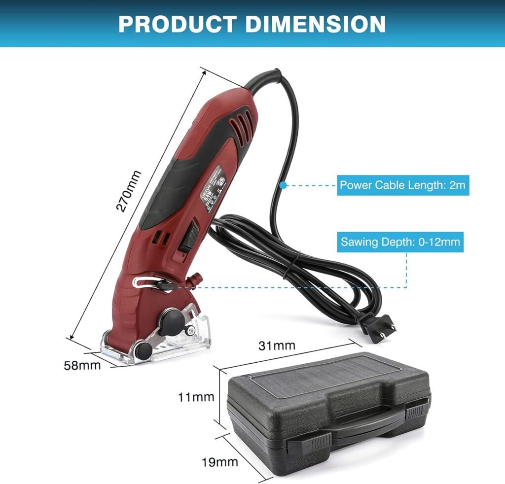 IRONWALLS Mini Circular Saw Set, 400W 3400RMP Multi-Functional Circular Saw Machine with 3PCS Carbide Tipped Blade, 110V Hand-Held Corded Electric Powered Mini Saw for Wood, Metal, Tile, PVC Plastic