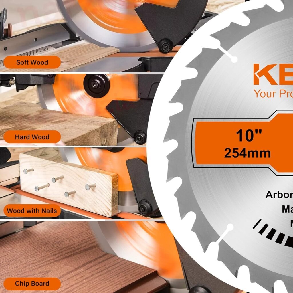 KENDO 2-Pack 10 Inch 40T60T Carbide-Tipped Circular Saw Blade with 5/8 Inch Arbor, Professional ATB Finishing Woodworking Miter/Table Saw Blades for Plywood, Laminate, Ripping Wood