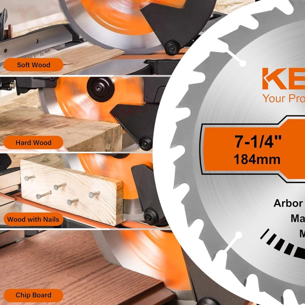 KENDO 2-Pack 10 Inch 40T60T Carbide-Tipped Circular Saw Blade with 5/8 Inch Arbor, Professional ATB Finishing Woodworking Miter/Table Saw Blades for Plywood, Laminate, Ripping Wood