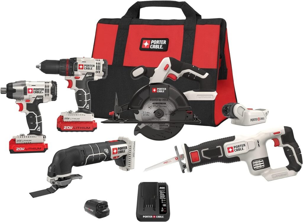 PORTER-CABLE 20V MAX* Cordless Drill Combo Kit, 6-Tool (PCCK617L6)